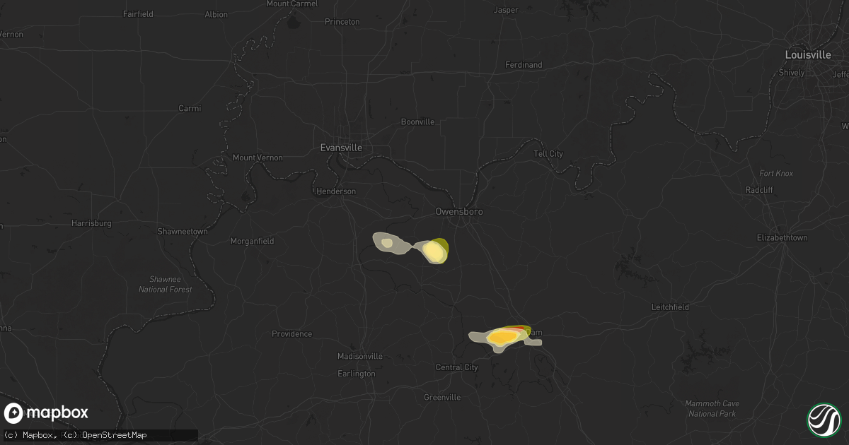 Hail map in Owensboro, KY on May 8, 2025