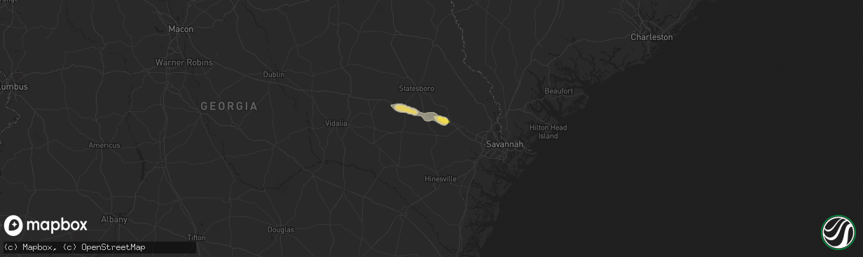 Hail map in Pembroke, GA on May 8, 2025