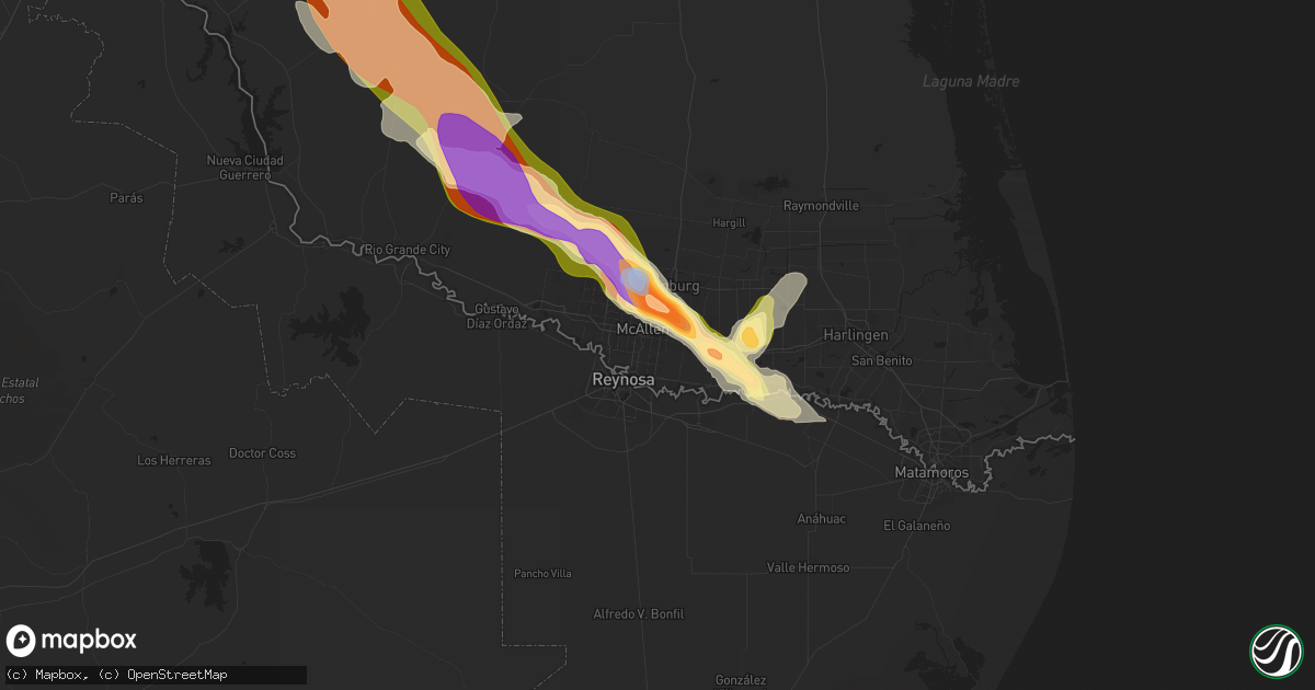 Hail map in Pharr, TX on May 8, 2025