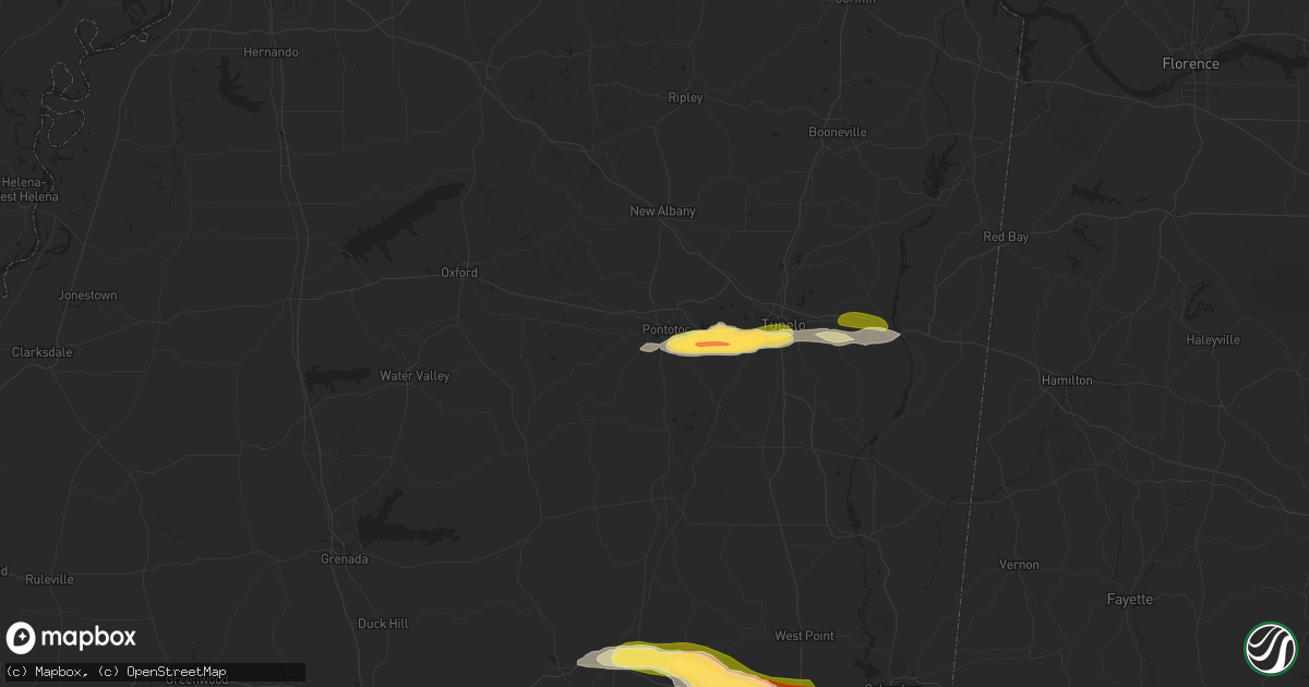 Hail map in Pontotoc, MS on May 8, 2025