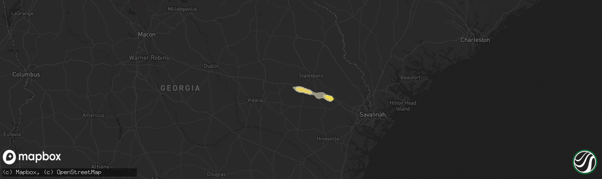 Hail map in Register, GA on May 8, 2025