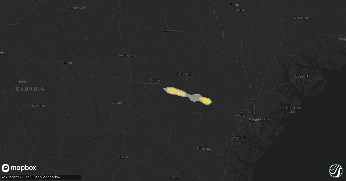 Hail map in Register, GA on May 8, 2025