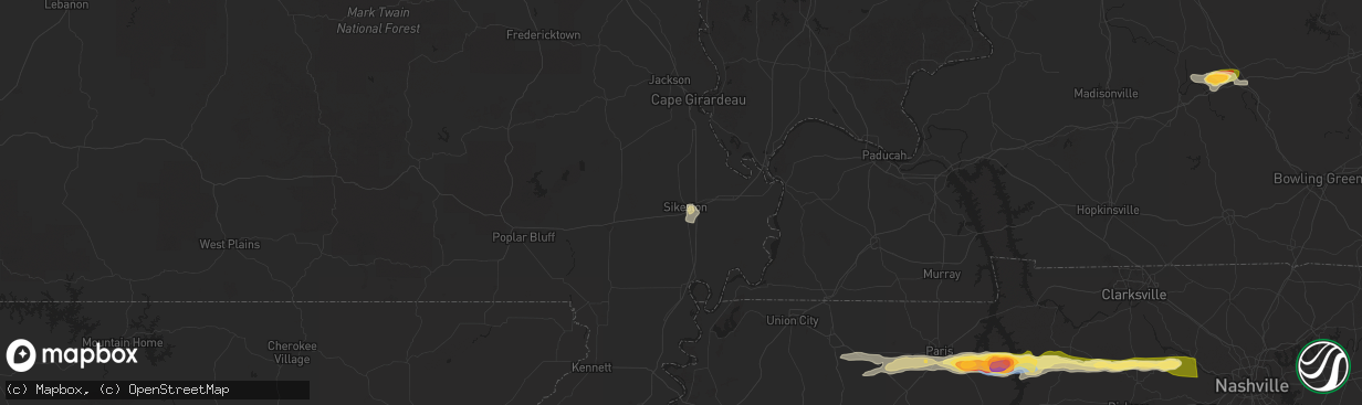 Hail map in Sikeston, MO on May 8, 2025