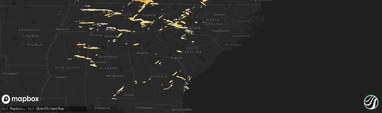 Hail map in South Carolina on May 8, 2025
