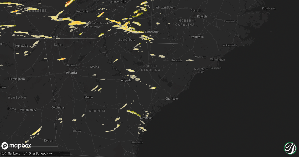 Hail map in South Carolina on May 8, 2025