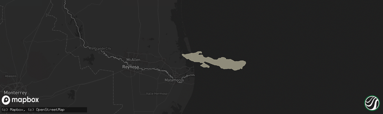 Hail map in South Padre Island, TX on May 8, 2025