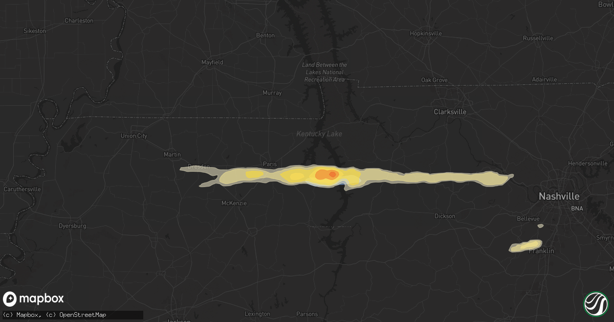 Hail map in Springville, TN on May 8, 2025