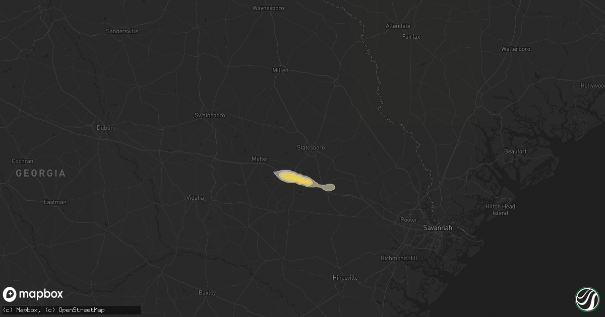 Hail map in Statesboro, GA on May 8, 2025