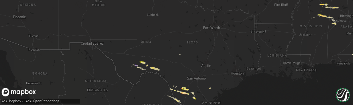 Hail map in Texas on May 8, 2025
