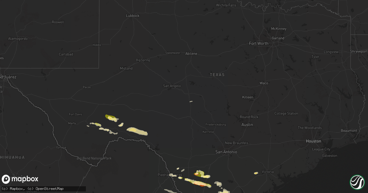 Hail map in Texas on May 8, 2025