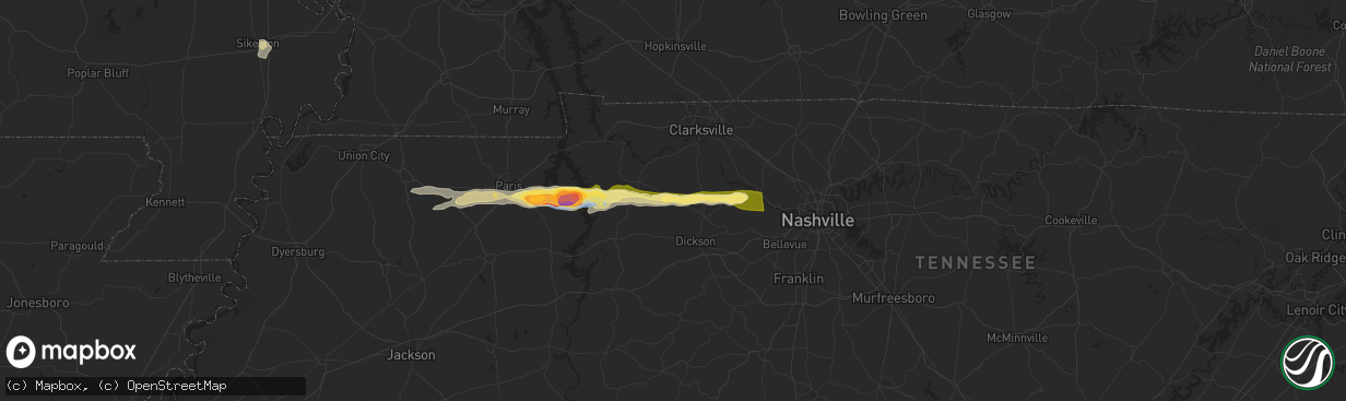 Hail map in Vanleer, TN on May 8, 2025