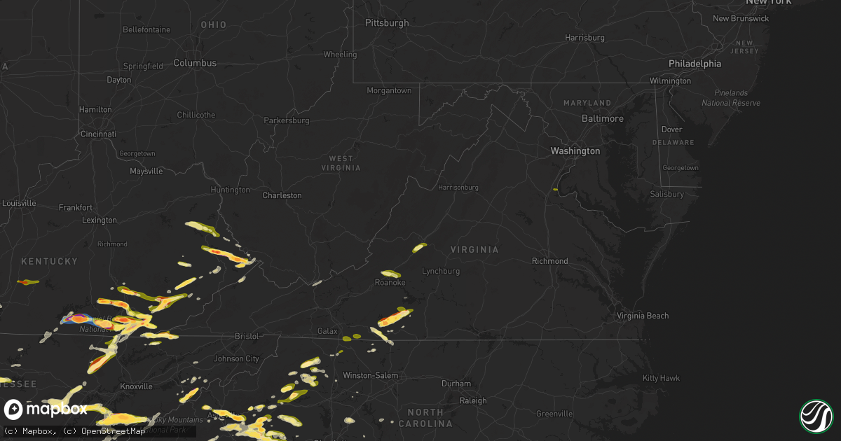 Hail map in Virginia on May 8, 2025