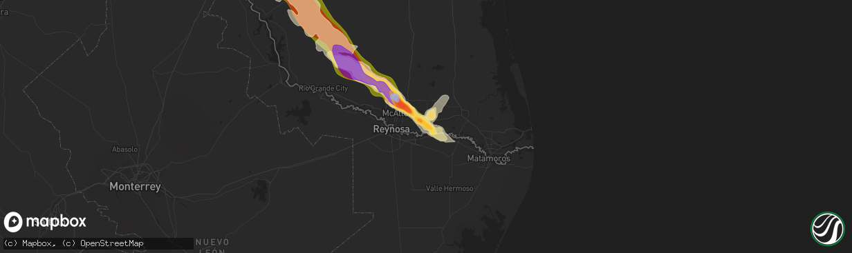 Hail map in Weslaco, TX on May 8, 2025