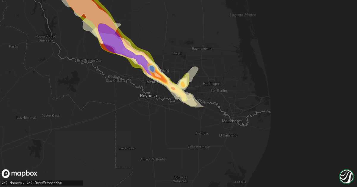 Hail map in Weslaco, TX on May 8, 2025