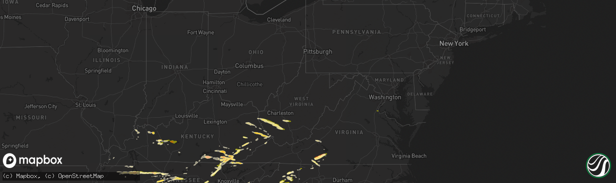 Hail map in West Virginia on May 8, 2025