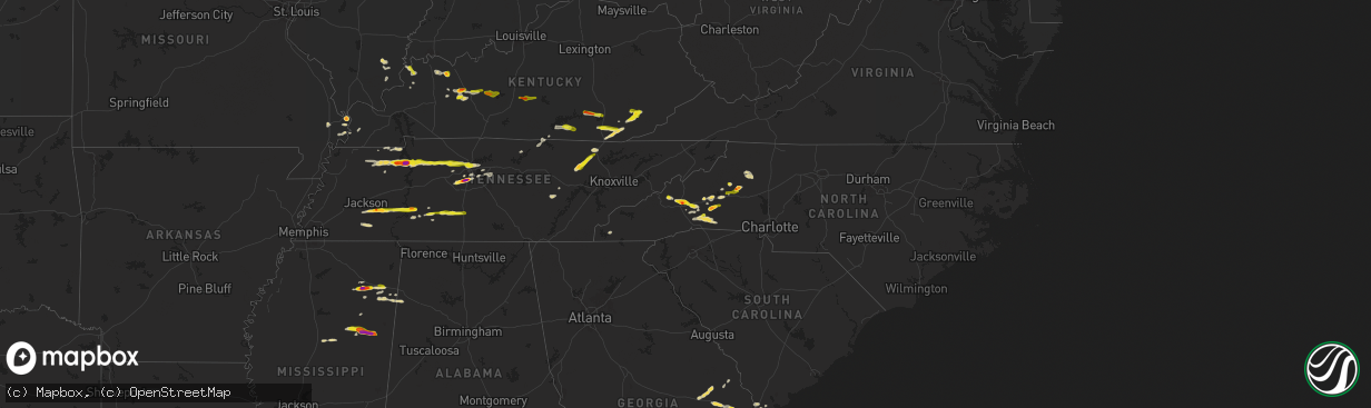Hail map on May 8, 2025