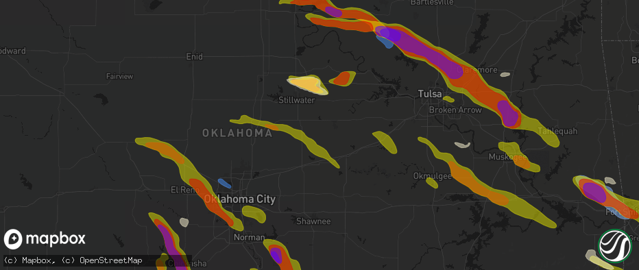 Hail map in Agra, OK on May 8, 2026