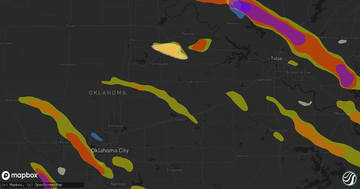 Hail map in Agra, OK on May 8, 2026