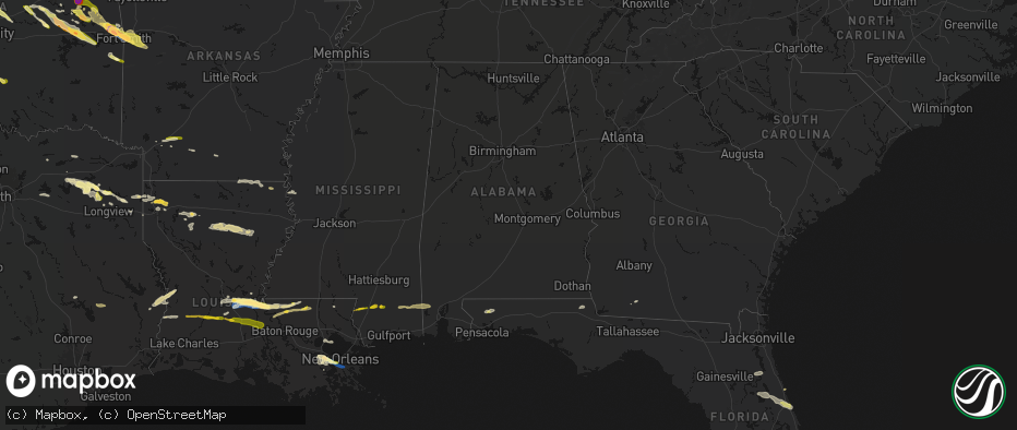 Hail map in Alabama on May 8, 2026