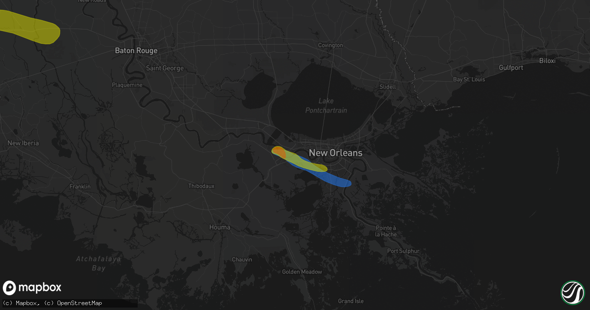 Hail map in Ama, LA on May 8, 2026