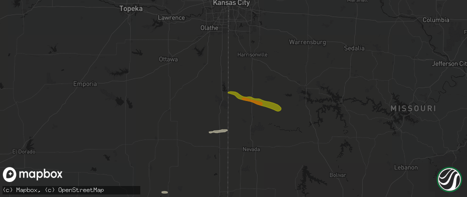 Hail map in Amoret, MO on May 8, 2026