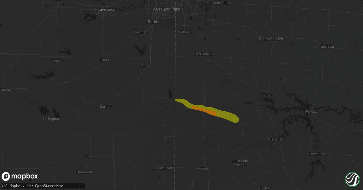 Hail map in Amsterdam, MO on May 8, 2026