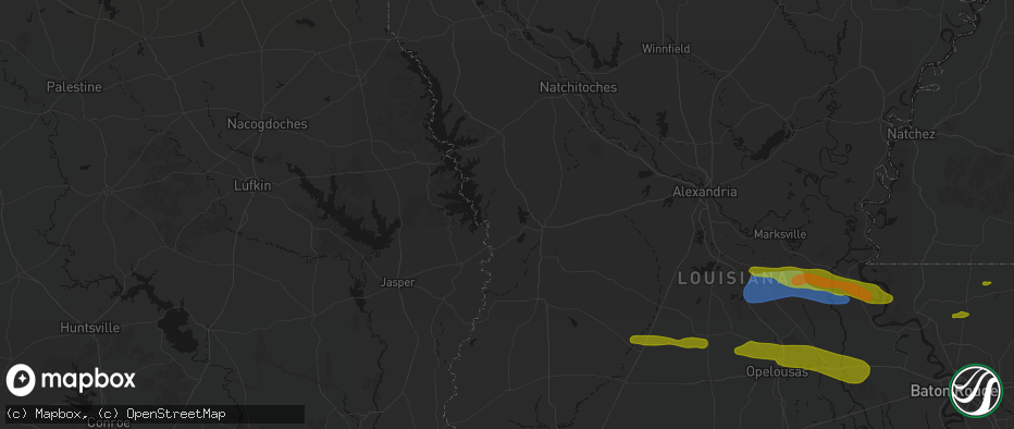 Hail map in Anacoco, LA on May 8, 2026