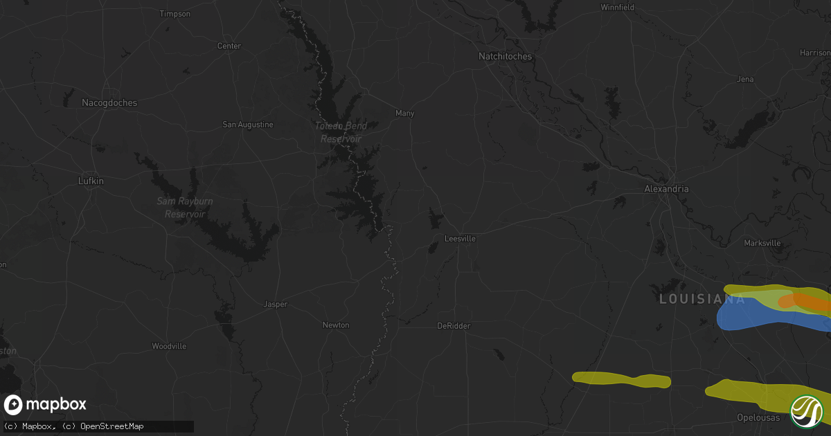 Hail map in Anacoco, LA on May 8, 2026