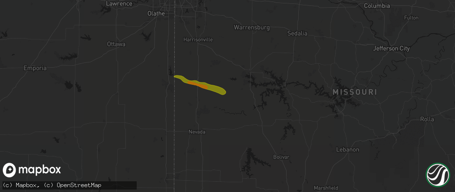 Hail map in Appleton City, MO on May 8, 2026