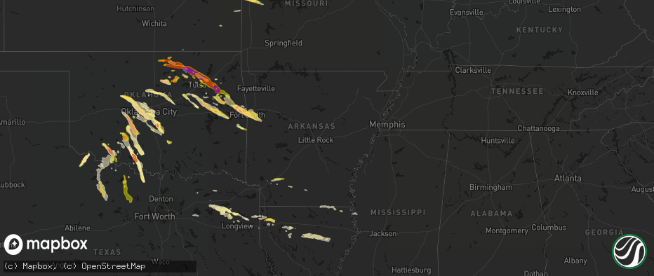 Hail map in Arkansas on May 8, 2026