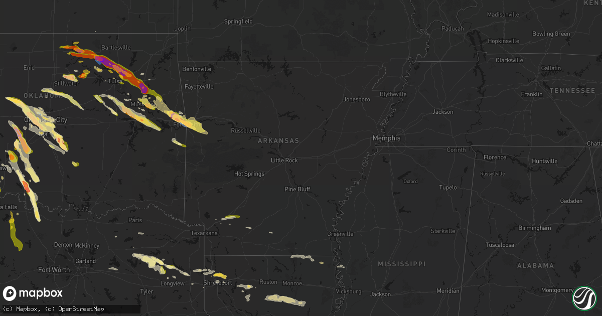 Hail map in Arkansas on May 8, 2026
