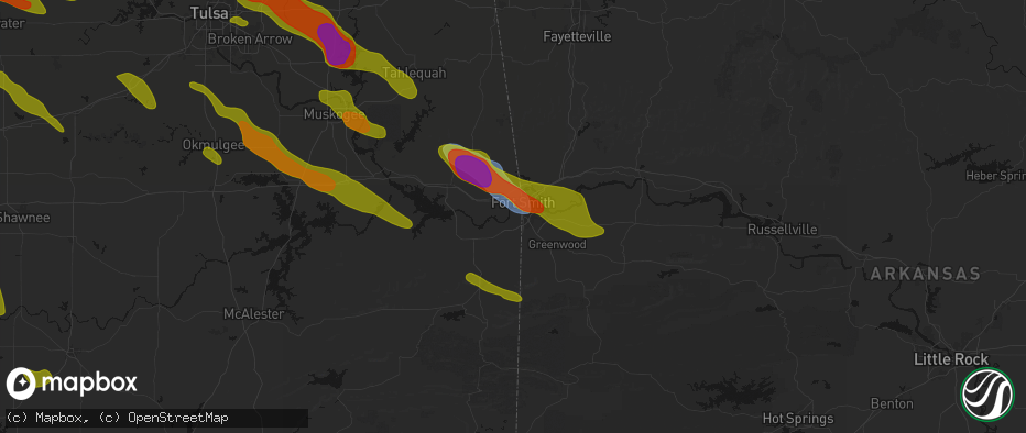 Hail map in Arkoma, OK on May 8, 2026
