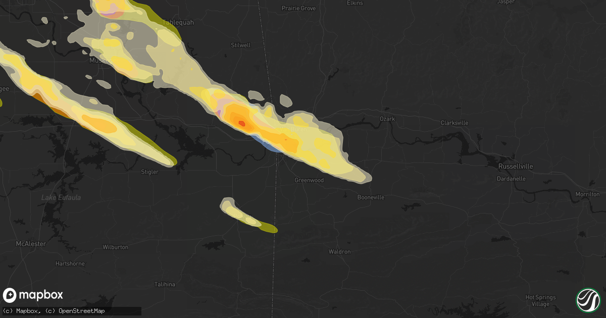 Hail map in Barling, AR on May 8, 2026