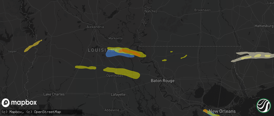 Hail map in Batchelor, LA on May 8, 2026