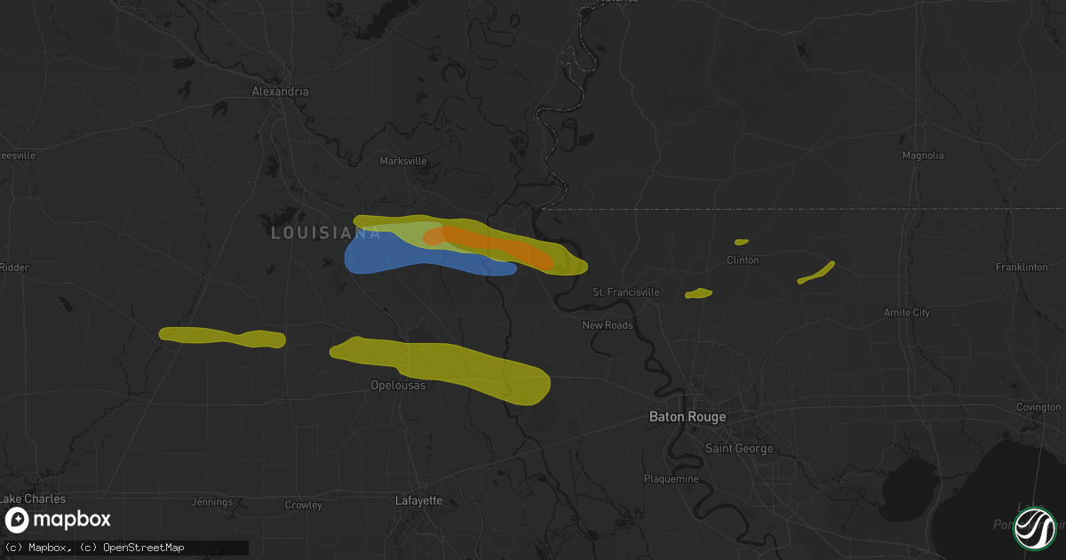 Hail map in Batchelor, LA on May 8, 2026