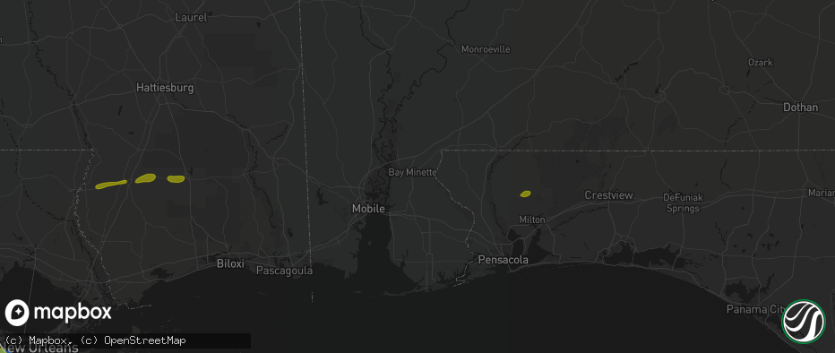 Hail map in Bay Minette, AL on May 8, 2026