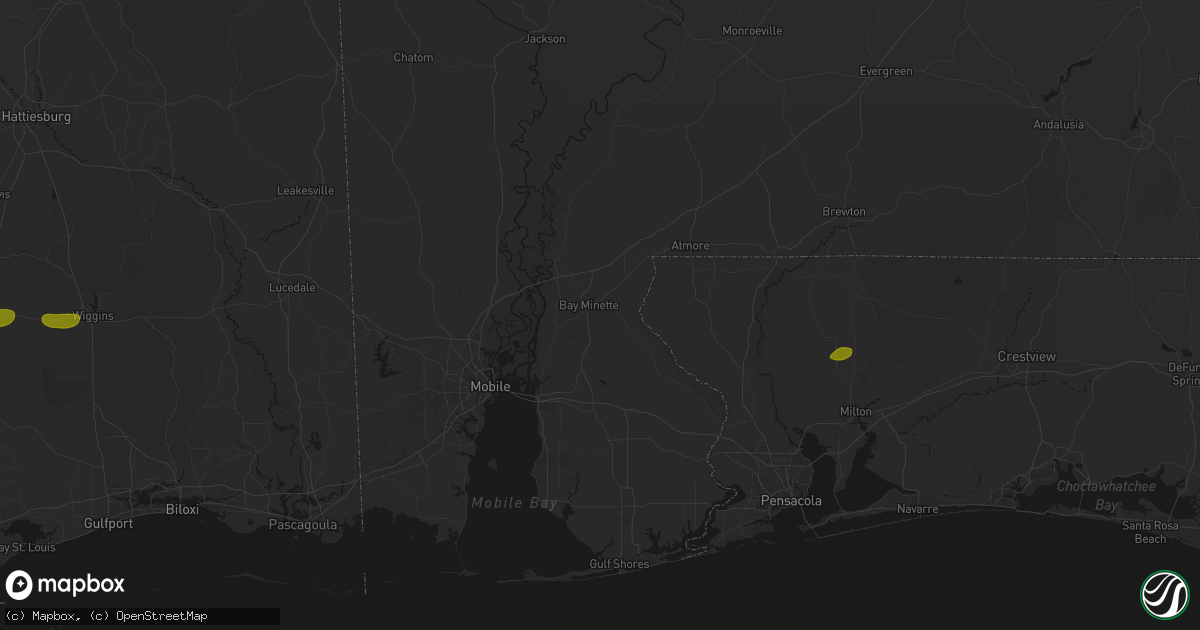 Hail map in Bay Minette, AL on May 8, 2026