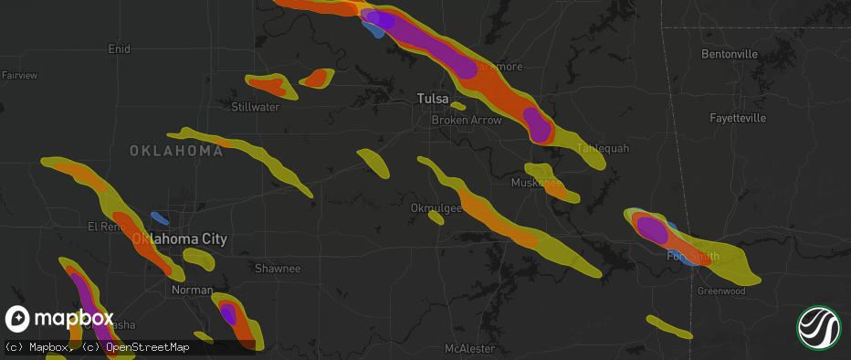 Hail map in Beggs, OK on May 8, 2026