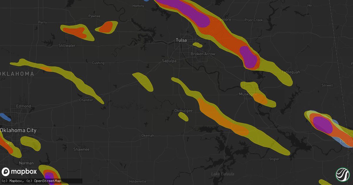 Hail map in Beggs, OK on May 8, 2026