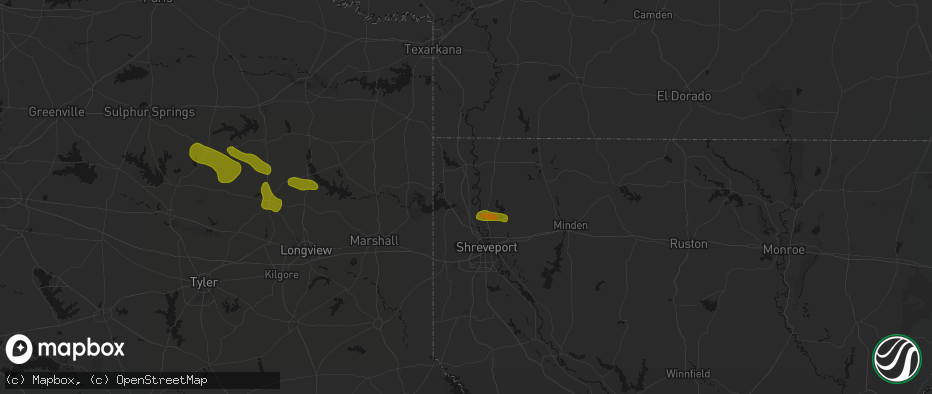 Hail map in Belcher, LA on May 8, 2026