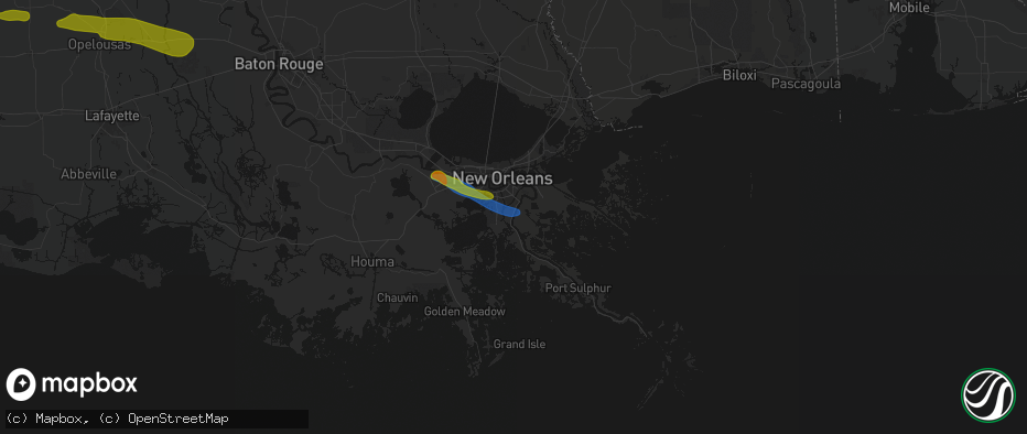 Hail map in Belle Chasse, LA on May 8, 2026
