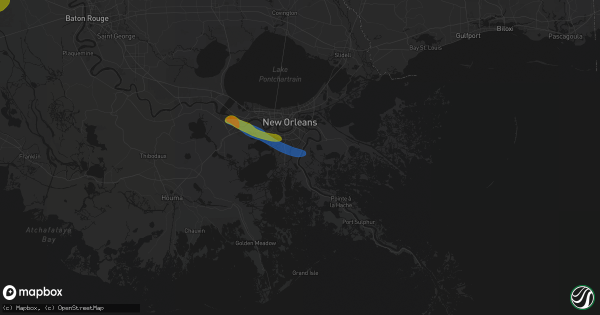 Hail map in Belle Chasse, LA on May 8, 2026