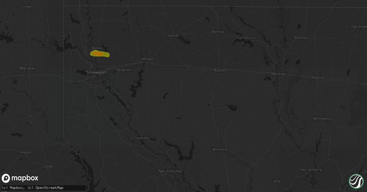 Hail map in Bienville, LA on May 8, 2026