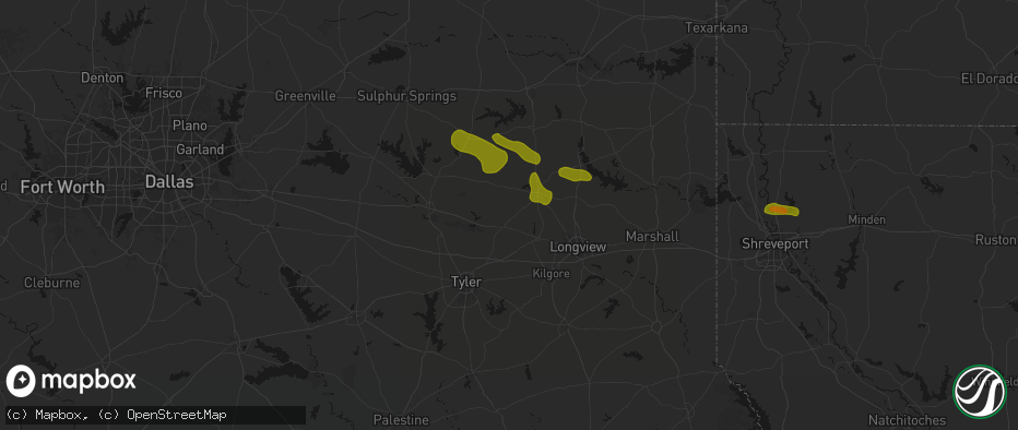 Hail map in Big Sandy, TX on May 8, 2026