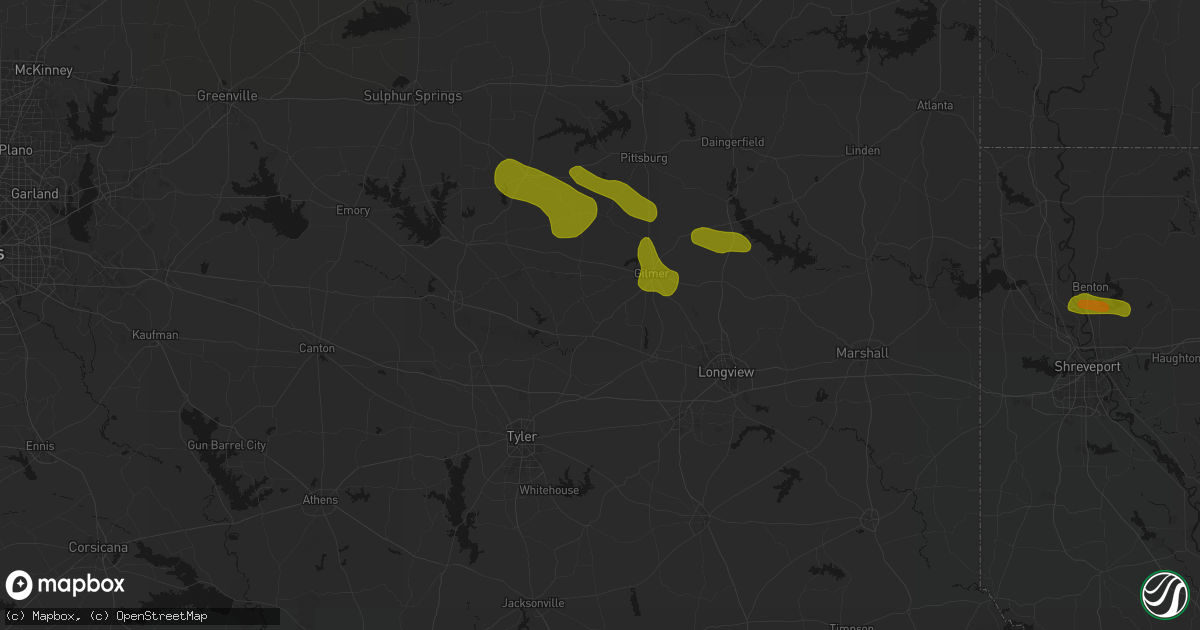 Hail map in Big Sandy, TX on May 8, 2026