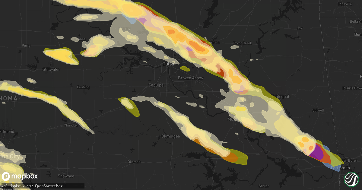 Hail map in Bixby, OK on May 8, 2026