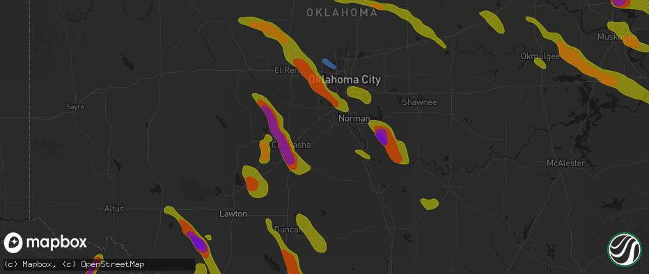 Hail map in Blanchard, OK on May 8, 2026