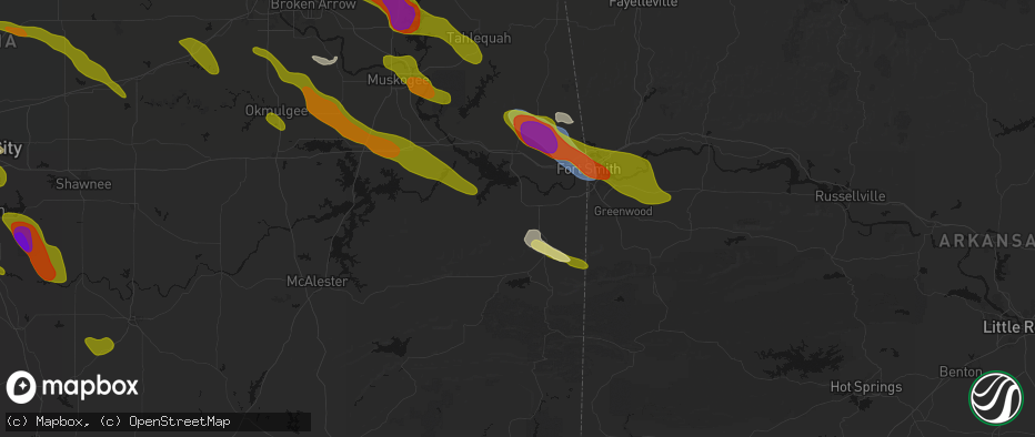 Hail map in Bokoshe, OK on May 8, 2026