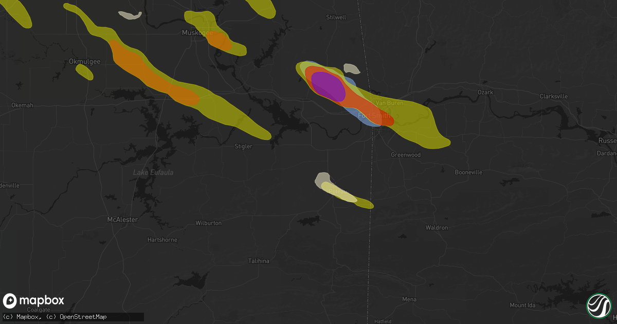Hail map in Bokoshe, OK on May 8, 2026