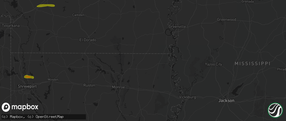 Hail map in Bonita, LA on May 8, 2026